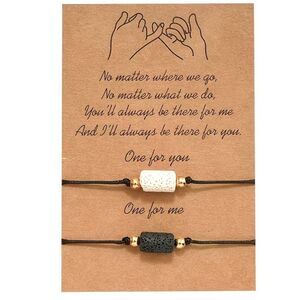 NEW set of 2 stone couple bracelets, BFF bracelet, adjustable couple jewelry